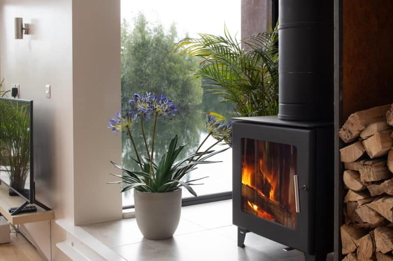 Wood burner in luxury holiday home