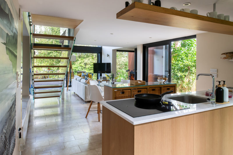 Open plan living space in our Scandinavian style holiday home in The Cotswolds