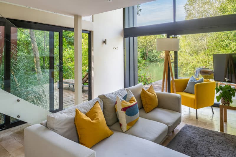 Comfy sofa in Luxury Lakeside Holiday Home