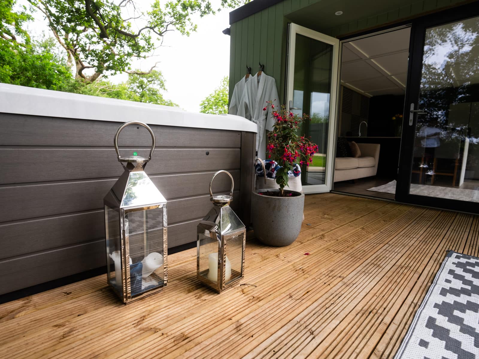 private hot tub at each of the glamping pods