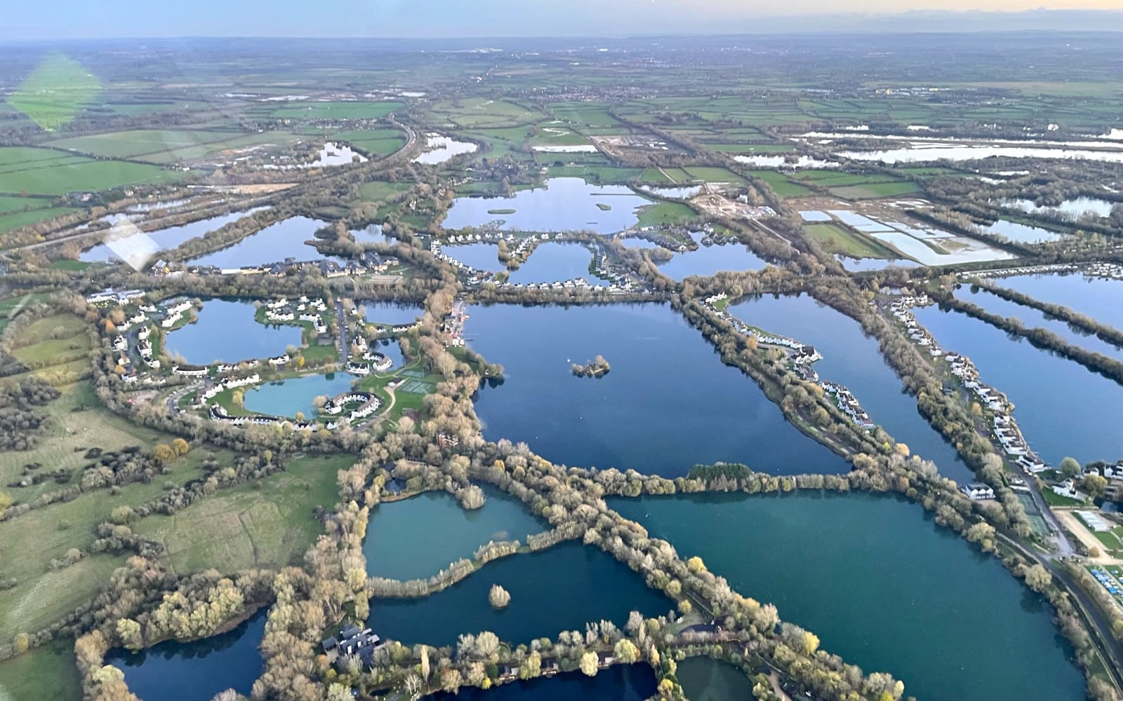 Aerial view of Cotswold Water Park