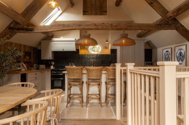 Open plan kitchen and dining space at White Hart Cottage, a new holiday cottage in Stow-on-the-Wold